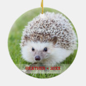 Personalisierter Begleiter Igel Foto Weihnachtsbau Keramik Ornament (Hinten)