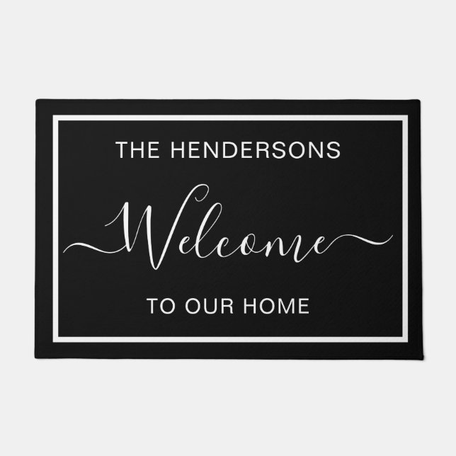 Personalisierter Begrüßungsschwarz Fußmatte (Vorderseite)
