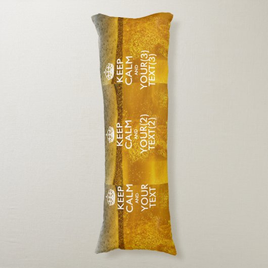 Personalisierter BEHALT CALM UND Ihr Text für Bier Seitenschläferkissen (Vorderseite Vertikal)