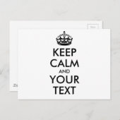 Personalisierter BEHALT CALM und IHRER TEXT - schw Postkarte (Vorne/Hinten)