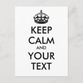 Personalisierter BEHALT CALM und IHRER TEXT - schw Postkarte (Vorderseite)