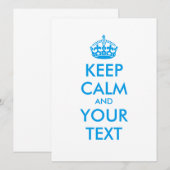 Personalisierter BEHALTEN CALM und IHRER TEXT - bl (Vorne/Hinten)