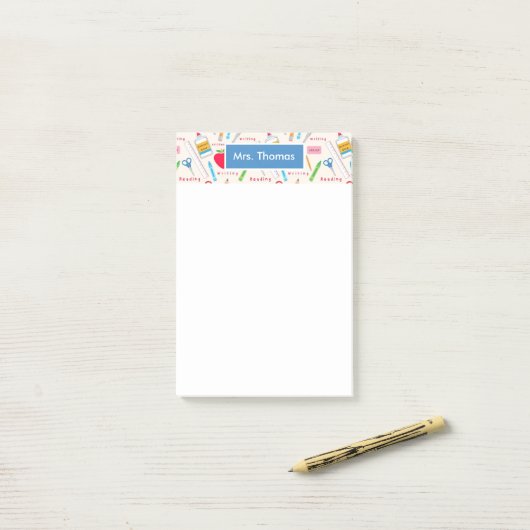 Personalisierter Beitrag der Schule Post-it Klebezettel (Auf Schreibtisch)