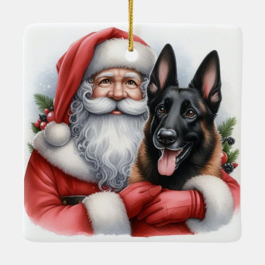 Personalisierter belgischer Malinois Hund mit dem  Keramikornament (Rückseite)
