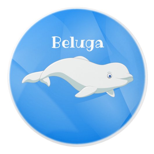 Personalisierter Beluga Whale Blau, Weißer arktisc Keramikknauf (Vorderseite)