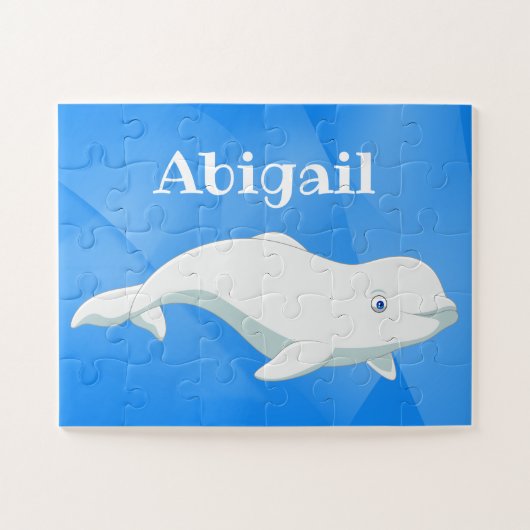 Personalisierter Beluga Whale Blau, Weißer arktisc Puzzle (Horizontal)