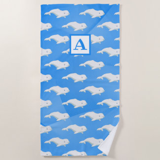 Personalisierter Beluga Whale Blau, Weißer arktisc Strandtuch