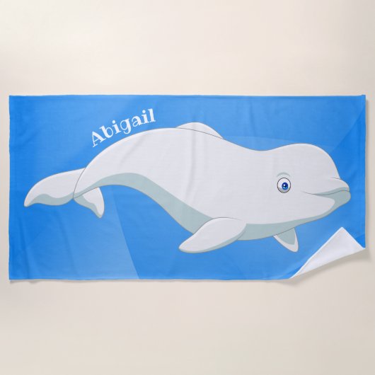 Personalisierter Beluga Whale Blau, Weißer arktisc Strandtuch (Vorderseite)