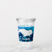 Personalisierter Beluga Whale und Blaues Herz in d Acryltrinkbecher (Vorderseite)