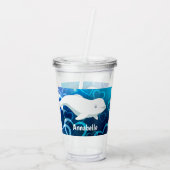 Personalisierter Beluga Whale und Blaues Herz in d Acryltrinkbecher (Rückseite)