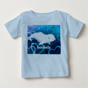 Personalisierter Beluga Whale und Blaues Herz in d Baby T-shirt