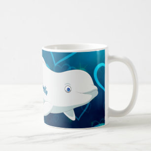 Personalisierter Beluga Whale und Blaues Herz in d Kaffeetasse