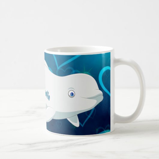 Personalisierter Beluga Whale und Blaues Herz in d Kaffeetasse (Rechts)