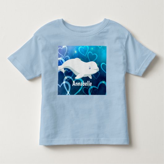 Personalisierter Beluga Whale und Blaues Herz in d Kleinkind T-shirt (Vorderseite)