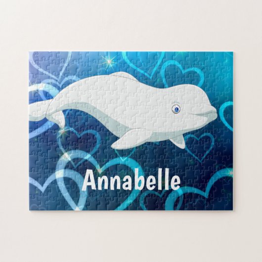 Personalisierter Beluga Whale und Blaues Herz in d Puzzle (Horizontal)
