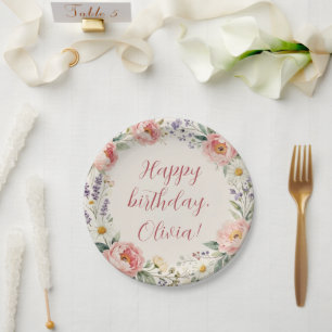 Personalisierter benutzerdefinierter floraler Alle Pappteller