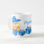 Personalisierter, benutzerdefinierter Text lächelt Kaffeetasse (Vorderseite Links)
