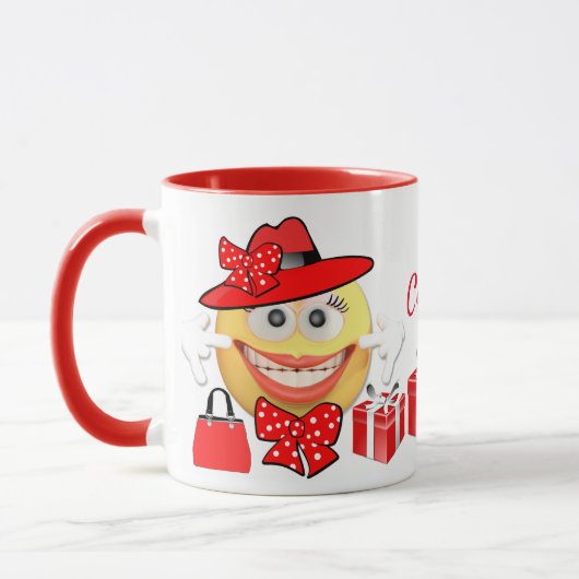 Personalisierter, benutzerdefinierter Text lächelt Tasse (Links)