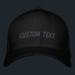 Personalisierter benutzerdefinierter Text Schwarz  Bestickte Baseballkappe<br><div class="desc">Mit dieser stilvollen, schwarz-grauen, bestickten Baseballkappe kreieren Sie Ihren eigenen Look. Fügen Sie Ihre einzigartige Touch hinzu, indem Sie sie mit Ihrem eigenen Text personalisieren, ob es sich um einen Namen, eine spezielle Nachricht oder ein unvergessliches Zitat handelt. Die klassische Kappe ist in einer zeitlosen Farbpalette aus Schwarz und Grau...</div>