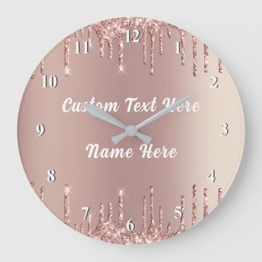Personalisierter benutzerdefinierter Text-Uhr Rose Große Wanduhr (Vorderseite)