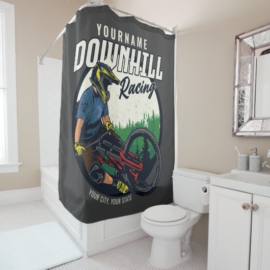 Personalisierter Bergpass Duschvorhang (Beispiel)