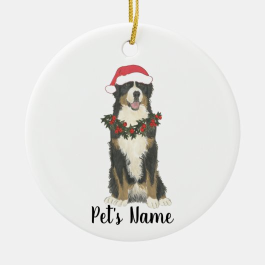 Personalisierter Berner Berghund Keramik Ornament (Vorne)