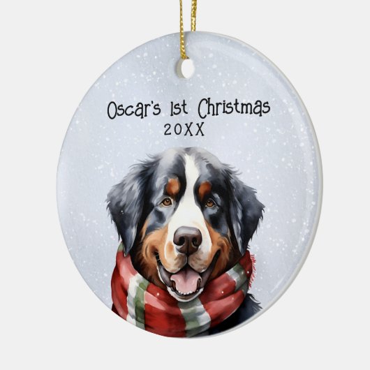 Personalisierter Berner Berghund Keramik Ornament (Links)