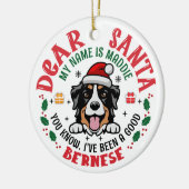 Personalisierter Berner Berghund Weihnachtsbaum Keramik Ornament (Links)