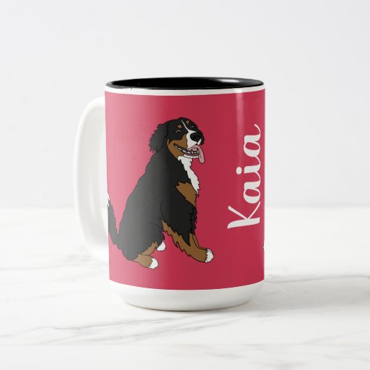 Personalisierter Berner Berghund Zweifarbige Tasse (Vorderseite Links)