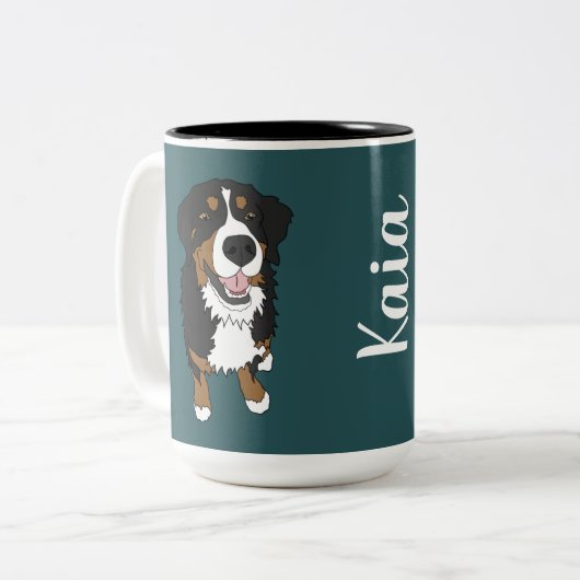 Personalisierter Berner Berghund   Zweifarbige Tasse (Vorderseite Links)