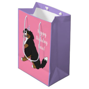 Personalisierter Berner Hund Geburtstag Mittlere Geschenktüte