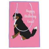 Personalisierter Berner Hund Geburtstag Mittlere Geschenktüte (Vorderseite)