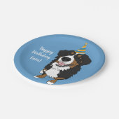 Personalisierter Berner Hund Geburtstag Pappteller (Schrägansicht)