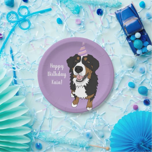 Personalisierter Berner Hund Geburtstag Pappteller (Party)