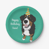 Personalisierter Berner Hund Geburtstag Pappteller (Vorderseite)