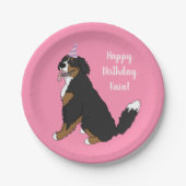 Personalisierter Berner Hund Geburtstag Pappteller (Vorderseite)