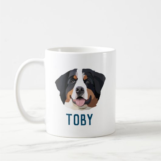 Personalisierter Berner Hund  Kaffeetasse (Links)