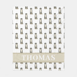 Personalisierter Berner Hund Rosa & Weiß Fleecedecke