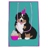 Personalisierter Berner Hund Welpe Medium Gif Mittlere Geschenktüte (Rückseite)