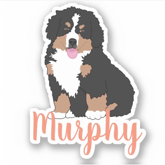 Personalisierter Berner Hund Welpensticker Aufkleber (Vorderseite)