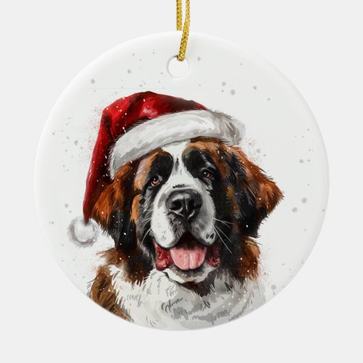 Personalisierter Bernhardiner Weihnachten Keramik Ornament (Vorne)