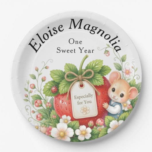 Personalisierter Berry Sweet First Birthday Teller (Vorderseite)