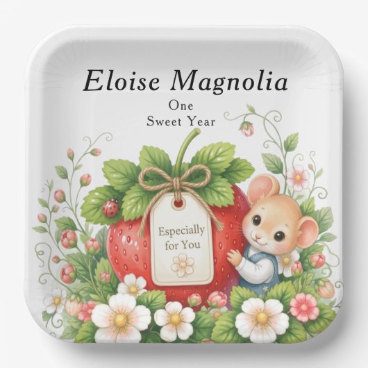 Personalisierter Berry Sweet Square Geburtstagstel Pappteller (Vorderseite)
