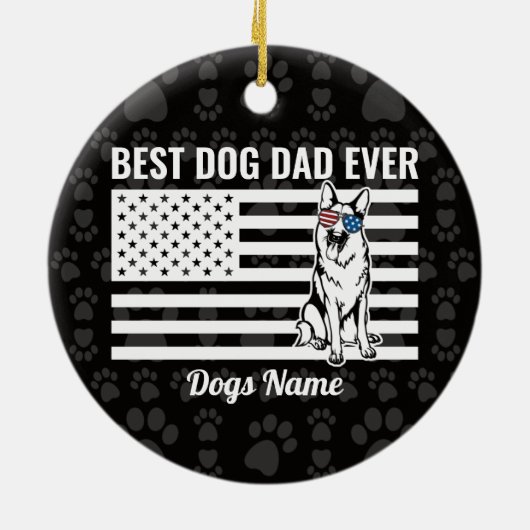 Personalisierter Best Dog Vater je German Shepherd Keramik Ornament (Hinten)