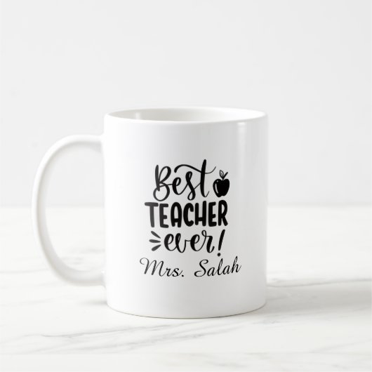 Personalisierter Best Teacher Ever Becher Kaffeetasse (Links)