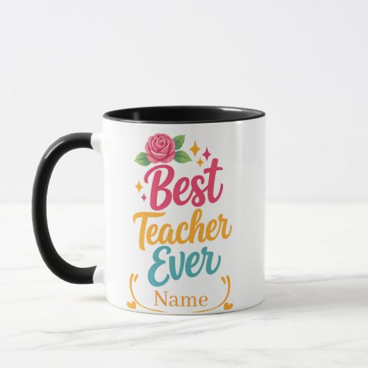 Personalisierter Best Teacher Ever Name Becher Tasse (Links)