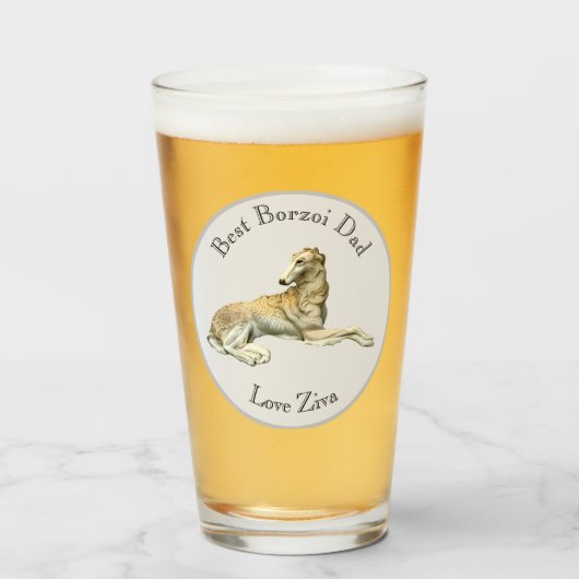 Personalisierter Bester Borzoi-Vater Glas (Vorne (Gefüllt))