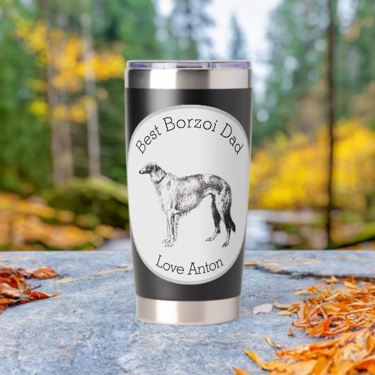 Personalisierter Bester Borzoi-Vater Thermobecher (Außenbereich (gedreht))