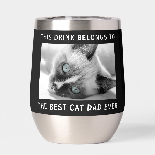 Personalisierter bester Cat Vater je Foto Schwarz (Rückseite)