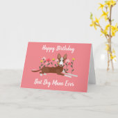 Personalisierter bester Hund Mama Podenco Pink Karte (Gelbe Blume)